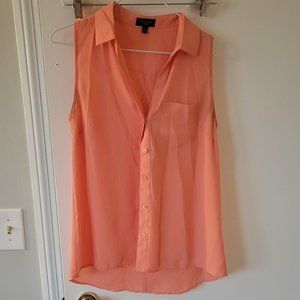 Peach button down tank